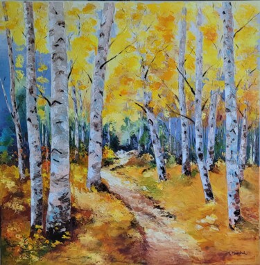 Malerei mit dem Titel "La forêt des moines" von Jean Marie Marchal, Original-Kunstwerk, Öl Auf Keilrahmen aus Holz montiert