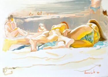 Sunbathing 绘画 标题为“Sunbathing” 由Alexander Levich, 原创艺术品, 油 安装在木质担架架上