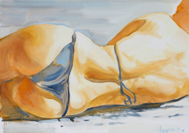 "The Beach Reads" başlıklı Tablo Alexander Levich tarafından, Orijinal sanat, Petrol Ahşap Sedye çerçevesi üzerine monte edi…