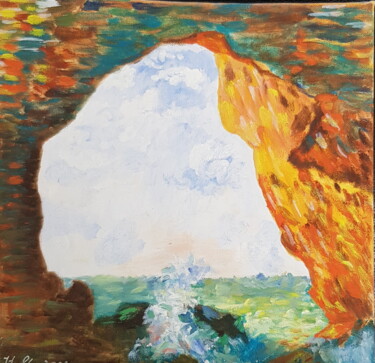 A Copy of Claude Monet's painting "The Mannerport..." Картина под названием "A Copy of Claude Mo…" - Nataliа Sharoni, Подлинное произведение искусства, Масло Установлен на Деревя…