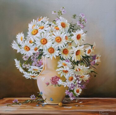 Painting titled "Букет ромашек" by Vitaliy Boreiko, Original Artwork, Oil