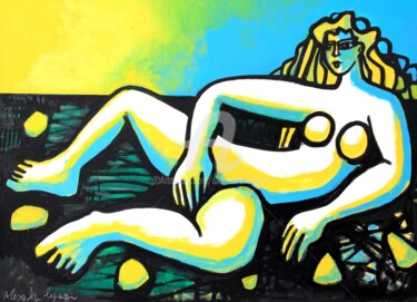 Peinture intitulée "Au coucher du soleil" par Alexandre Lepage, Œuvre d'art originale, Acrylique