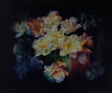 Schilderij getiteld "Invincible Summer" door Barbara Ābeltiņa, Origineel Kunstwerk, Olie Gemonteerd op Frame voor houten bra…