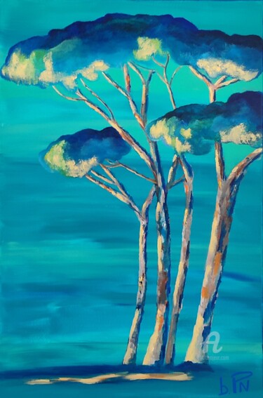Peinture intitulée "Les Pins" par B.Nicolas, Œuvre d'art originale, Acrylique