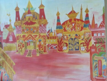 Pittura intitolato "Chateau de princesse" da Anne Basch, Opera d'arte originale, Olio Montato su Telaio per barella in legno