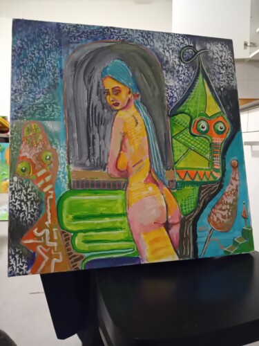 Soul window Painting titled "Soul window" by Jai Rezzoug, Original Artwork, Acrylic Mounted on Wood Stretcher frame