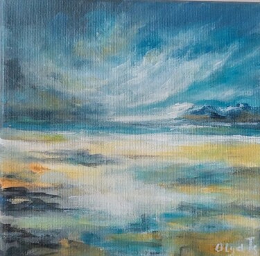 Coastal View Artwork, Landscape Mini Painting Original Malerei mit dem Titel "Coastal View Artwor…" von Olga Tsyhypko, Original-Kunstwerk, Acryl Auf Keilrahmen aus Holz montiert
