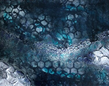 Painting titled "blue in silver" by Machnolga, Original Artwork, Acrylic Mounted on Wood Stretcher frame
