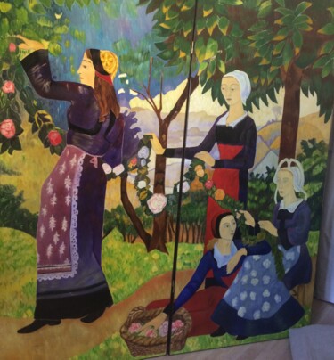Peinture intitulée "LE PRINTEMPS EN BRE…" par Anne Basch, Œuvre d'art originale, Huile Monté sur artwork_cat.