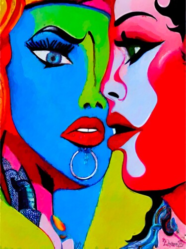 Digital Arts titled "Elle et elle" by Doron B, Original Artwork, Digital Painting