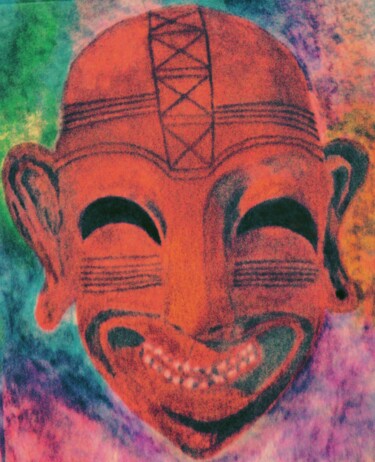 Peinture intitulée "Phoenician Mask 6" par Salah El Moncef, Œuvre d'art originale, Pigments