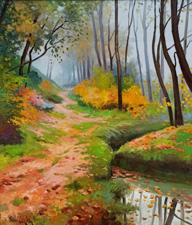 Autumn underbrush - Italian painting Malerei mit dem Titel "Autumn underbrush -…" von Andrea Borella, Original-Kunstwerk, Öl Auf Holzplatte montiert