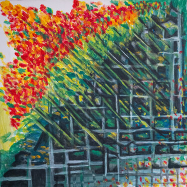 Картина под названием "Flower Bed" - Jagath Wickramarachchi, Подлинное произведение искусства, Масло Установлен на Деревянна…