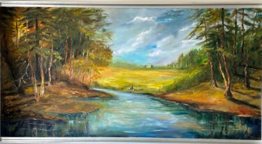 Painting titled "Forest glade" by Olga Minasyan, Original Artwork, Oil