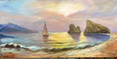 Painting titled "Sailing into the li…" by Olga Minasyan, Original Artwork, Oil