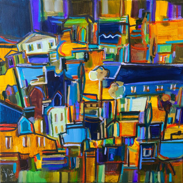 Painting titled "Réinventer la prése…" by Muriel Cayet, Original Artwork, Acrylic Mounted on Wood Stretcher frame