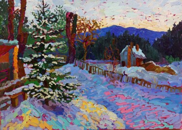 Peinture intitulée "Where the Carpathia…" par Anastasiia Kurkova, Œuvre d'art originale, Huile Monté sur Châssis en bois