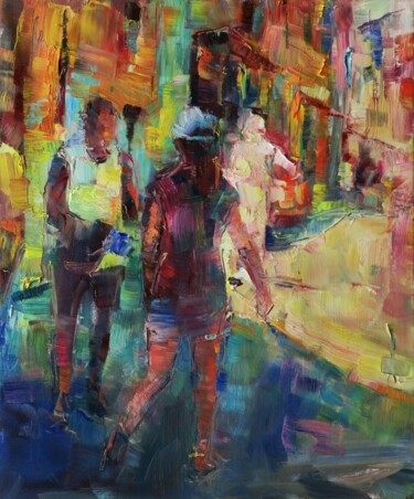 Une Rencontre VIII Painting titled "Une Rencontre VIII" by Marta Lipowska, Original Artwork, Oil Mounted on Wood Stretcher frame