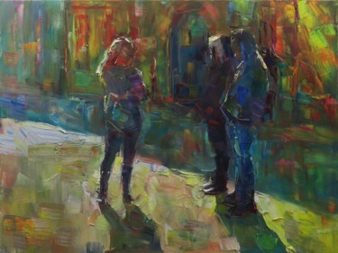 Une Rencontre IX Pittura intitolato "Une Rencontre IX" da Marta Lipowska, Opera d'arte originale, Olio Montato su Telaio per barella in legno