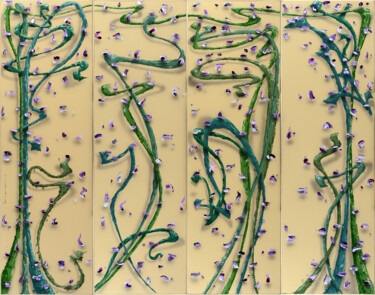 Peinture intitulée "Paravent art nouveau" par Sylvain Lang, Œuvre d'art originale, Acrylique Monté sur Châssis en bois