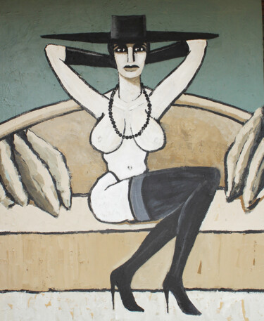 Una señorita de Milan. - A lady from Milan. 绘画 标题为“Una señorita de Mil…” 由Albert Cruells, 原创艺术品, 丙烯 安装在木质担架架上