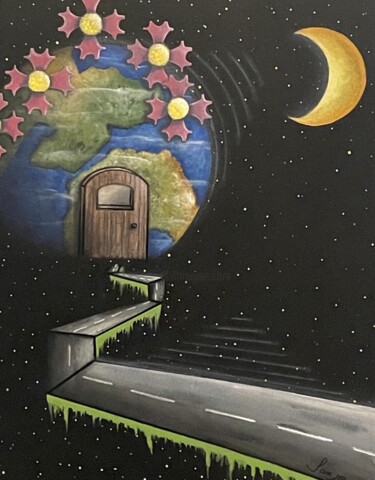 绘画 标题为“LA TERRE APPEL LA L…” 由Manon Langevin (Lange), 原创艺术品, 丙烯 安装在木质担架架上