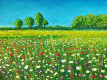 Drawing titled "Summer's Field" by Adonis Tukhvatshyn, Original Artwork, Pastel