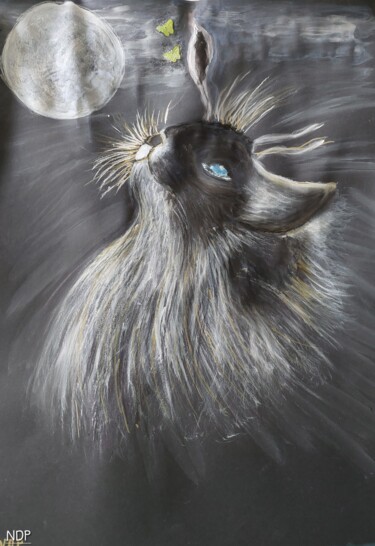 绘画 标题为“Je regarde la lune” 由Nicole De Pauw, 原创艺术品, 粉彩