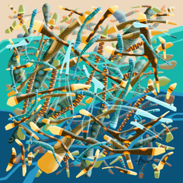 Bois de l'eau salée Arts numériques intitulée "Bois de l'eau salée" par Sylvie Dessert (Syl), Œuvre d'art originale, Peinture numérique