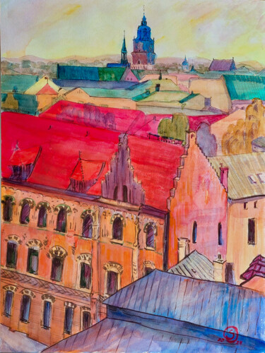绘画 标题为“From Wawel view” 由Anastasiia Kurkova, 原创艺术品, 水彩