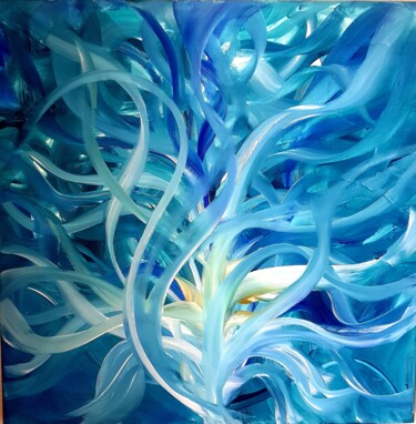 Painting titled "Mille pensées" by Monique Kawka, Original Artwork, Acrylic Mounted on Wood Stretcher frame