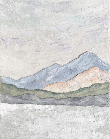Abstract landscape with mountains Pittura intitolato "Abstract landscape…" da Olya Grigorevykh, Opera d'arte originale, Gesso