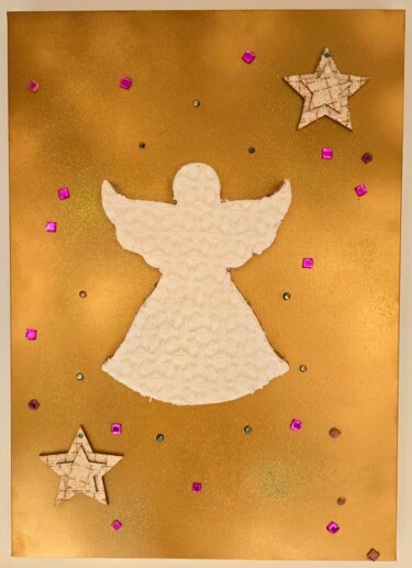 Collages titled "Angeli Custodi" by Ivana Castelliti, Original Artwork, Collages Mounted on Wood Stretcher frame