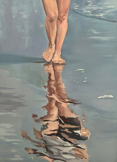 On the sea coast.Reflfection. 绘画 标题为“On the sea coast.Re…” 由Guzel Min, 原创艺术品, 油 安装在木质担架架上
