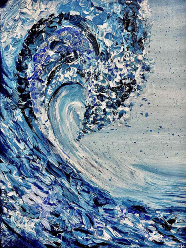 Peinture intitulée "Métamorphose bleue" par Delphine Moradi, Œuvre d'art originale, Acrylique