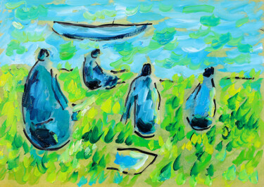 Peinture intitulée "Pique-nique" par Jean Mirre, Œuvre d'art originale, Huile