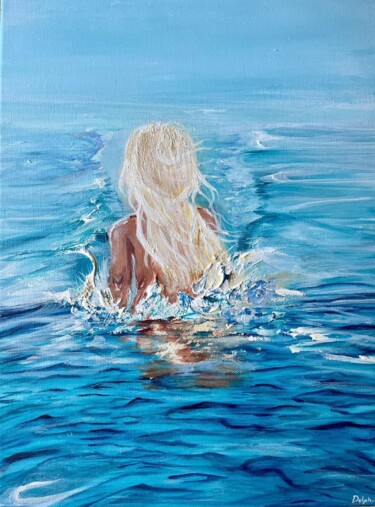 Peinture intitulée "Océanide" par Delphine Moradi, Œuvre d'art originale, Acrylique