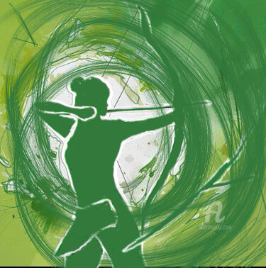 数字艺术 标题为“Green Circle” 由Vasileia Sarri (Vicky), 原创艺术品, 数字油画