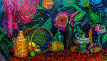 Ornament of the Flowering Land 绘画 标题为“Ornament of the Flo…” 由Anastasiia Kurkova, 原创艺术品, 油 安装在木质担架架上