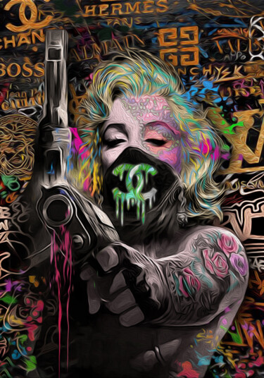 Marilyn Monroe pistol Arts numériques intitulée "Marilyn Monroe pist…" par Francois Rey, Œuvre d'art originale, Travail numérique 2D