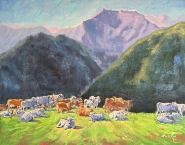 MIDI DANS LES PYRÉNÉENS ORIGINALE PEINTURE À L’HUILE 绘画 标题为“MIDI DANS LES PYRÉN…” 由Loudmila Harscouet, 原创艺术品, 油 安装在木质担架架上