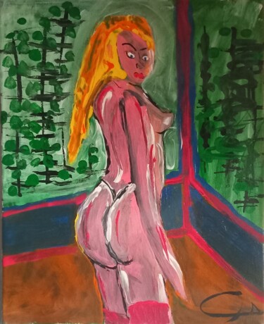 绘画 标题为“Painting "Sheena"” 由Rikortgallery, 原创艺术品, 丙烯 安装在其他刚性面板上
