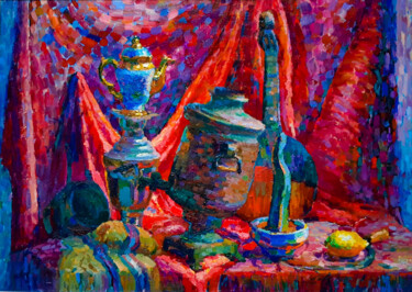 绘画 标题为“Red Colours” 由Anastasiia Kurkova, 原创艺术品, 油 安装在木质担架架上