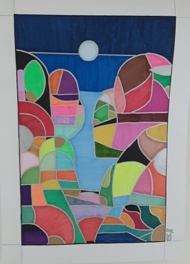 Pittura intitolato "E La Luna spende." da Angelo Marzullo, Opera d'arte originale, Acrilico