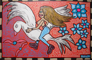 Malerei mit dem Titel "L'Âme à Zone et la…" von Laurent Pesteil, Original-Kunstwerk, Acryl