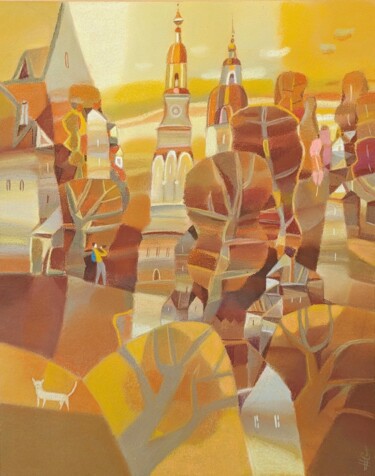 Sunny day/ cityscape Pittura intitolato "Sunny day/ cityscape" da Natasha Svetelshchuk, Opera d'arte originale, Pastello