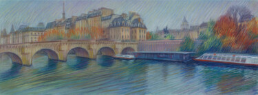Paris #68 "Pont Neuf une journée pluvieuse" 30.10.2021 11h50 Ζωγραφική με τίτλο "Paris #68 "Pont Neu…" από Konoko, Αυθεντικά έργα τέχνης, Μολύβι
