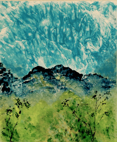Painting titled "A travers champs" by Monique Kawka, Original Artwork, Acrylic Mounted on Wood Stretcher frame