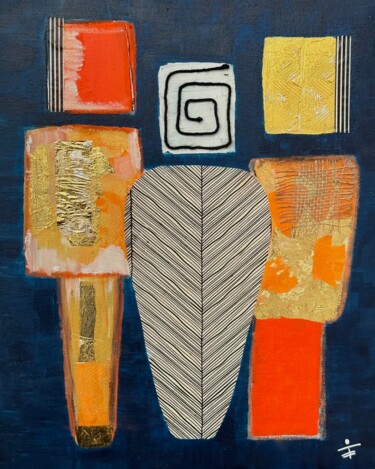Peinture intitulée "Les 3 guerriers" par Olympe Persée, Œuvre d'art originale, Acrylique Monté sur Châssis en bois