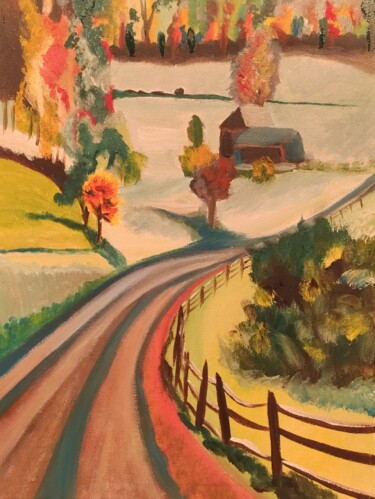 Peinture intitulée "Chemin faisant" par François Van Hemelryck, Œuvre d'art originale, Huile Monté sur Châssis en bois